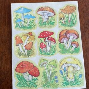 Hallmark Mushroom Sticker Sheet VINTAGE Groovy Peace Outdoors